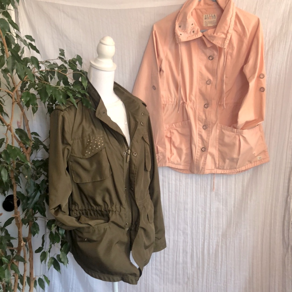 BILLABONG light pink & BCB Generation olive green size L spring fall jackets